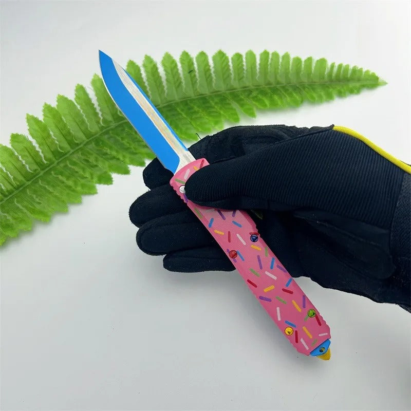 Pink Survival EDC Knife D2 Blade & Aluminum Handle for Outdoor